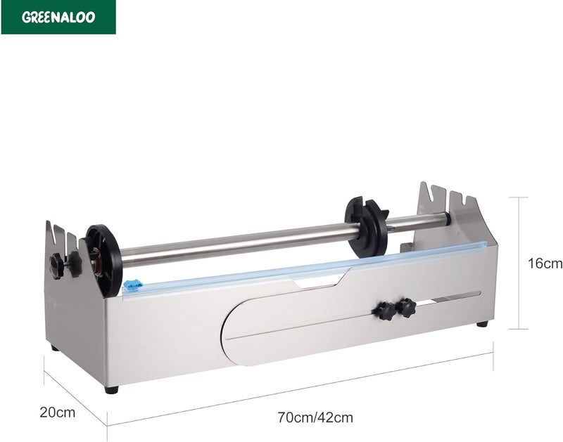 greenaloo Adjustable Tabletop Stretch Film Dispenser with Cutter, Heavy Duty Stainless Steel Wrapper for 16 to 26 Inch Rolls, Ideal for Warehouse and Shipping Use - Image 4